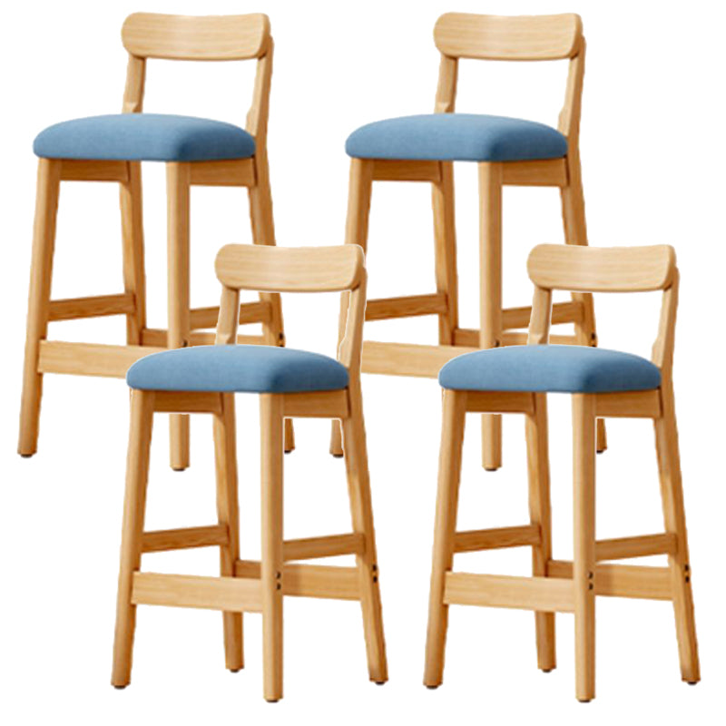 Scandinavian Wood Stool Fabric Upholstered Seat Counter Stool in Matte Finish