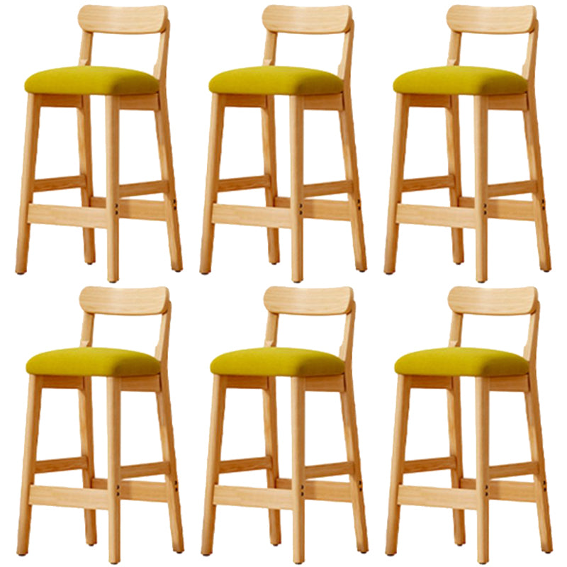 Scandinavian Wood Stool Fabric Upholstered Seat Counter Stool in Matte Finish