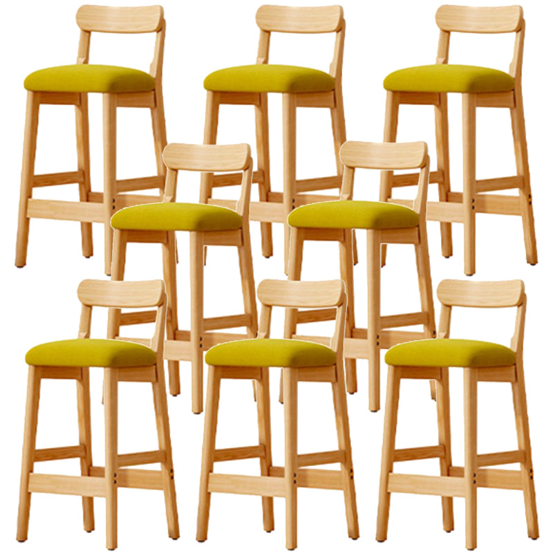 Scandinavian Wood Stool Fabric Upholstered Seat Counter Stool in Matte Finish