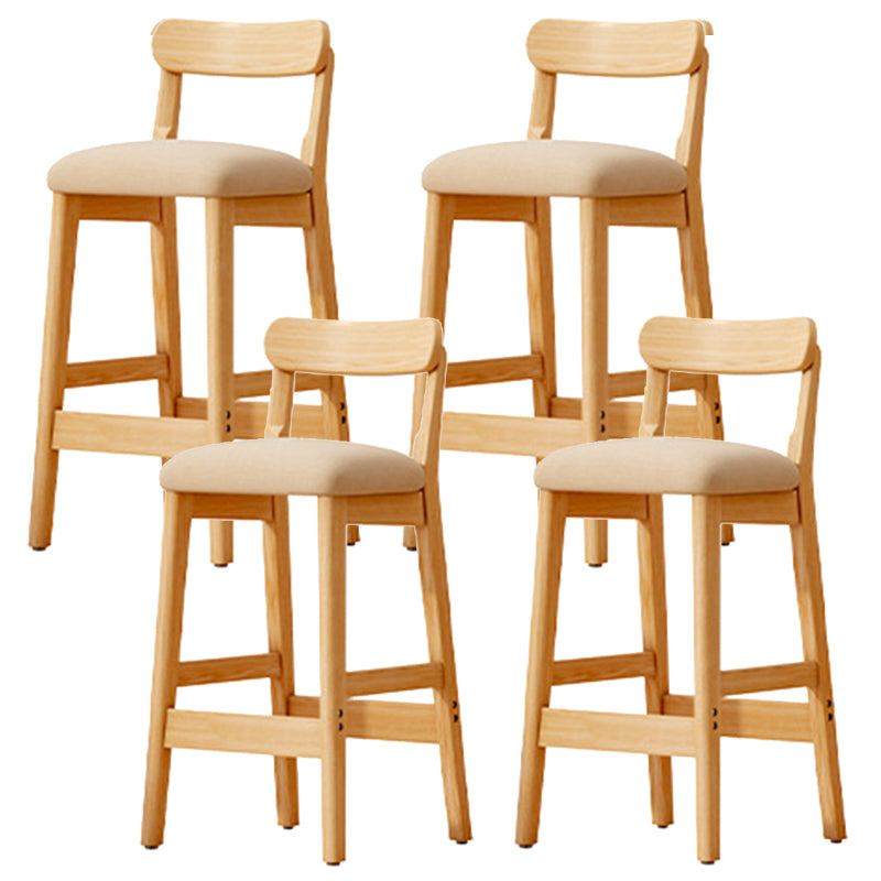 Scandinavian Wood Stool Fabric Upholstered Seat Counter Stool in Matte Finish