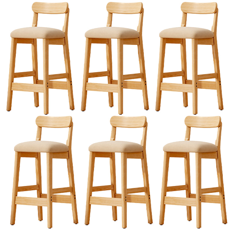 Scandinavian Wood Stool Fabric Upholstered Seat Counter Stool in Matte Finish