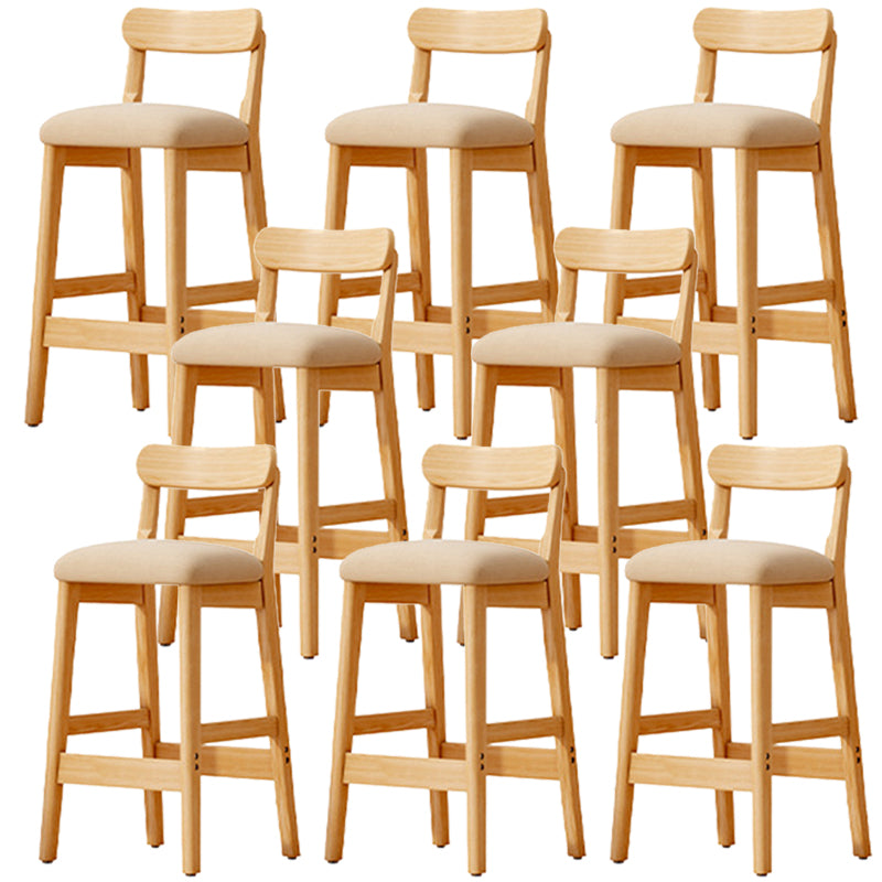 Scandinavian Wood Stool Fabric Upholstered Seat Counter Stool in Matte Finish