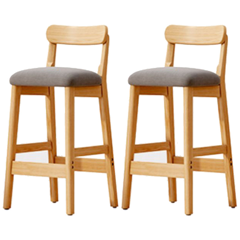 Scandinavian Wood Stool Fabric Upholstered Seat Counter Stool in Matte Finish