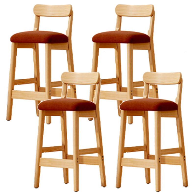 Scandinavian Wood Stool Fabric Upholstered Seat Counter Stool in Matte Finish