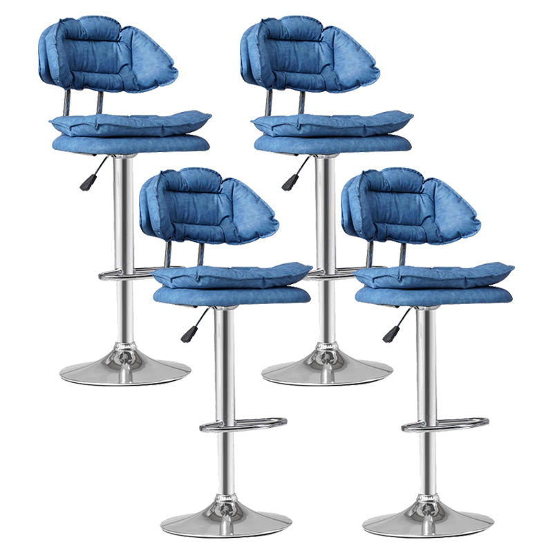 Scandinavian Metal Stool Upholstered Seat Counter Stool in Matte Finish