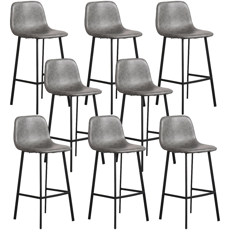Scandinavian Metal Stool Faux Leather Upholstered Counter Stool