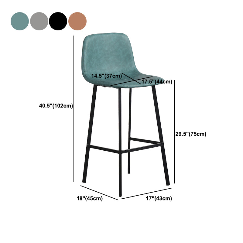 Scandinavian Metal Stool Faux Leather Upholstered Counter Stool