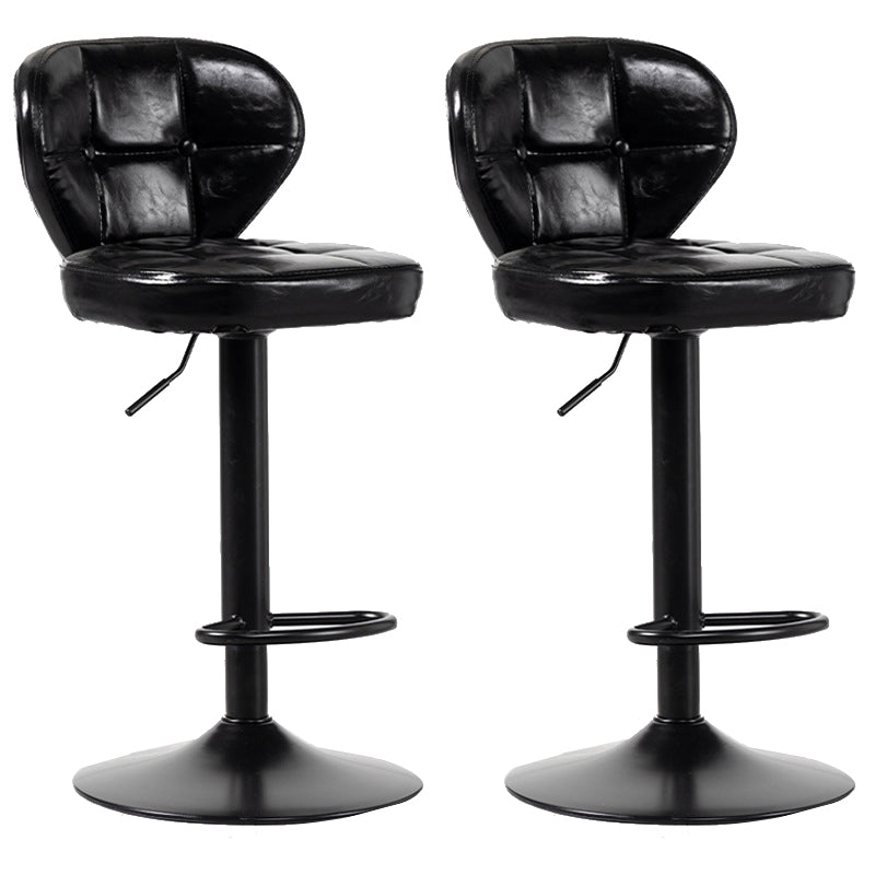 Scandinavian Metal Stool Adjustable Low Back Faux Leather Upholstered Counter Stool