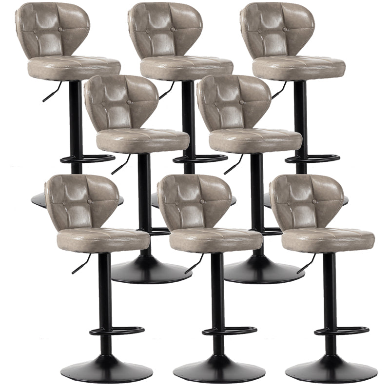 Scandinavian Metal Stool Adjustable Low Back Faux Leather Upholstered Counter Stool