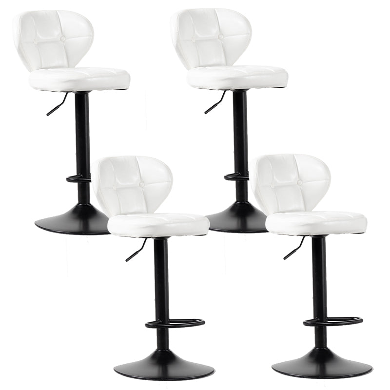 Scandinavian Metal Stool Adjustable Low Back Faux Leather Upholstered Counter Stool