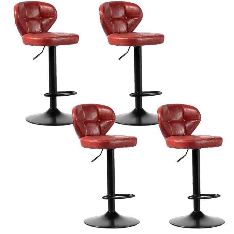 Scandinavian Metal Stool Adjustable Low Back Faux Leather Upholstered Counter Stool