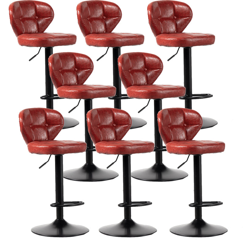 Scandinavian Metal Stool Adjustable Low Back Faux Leather Upholstered Counter Stool