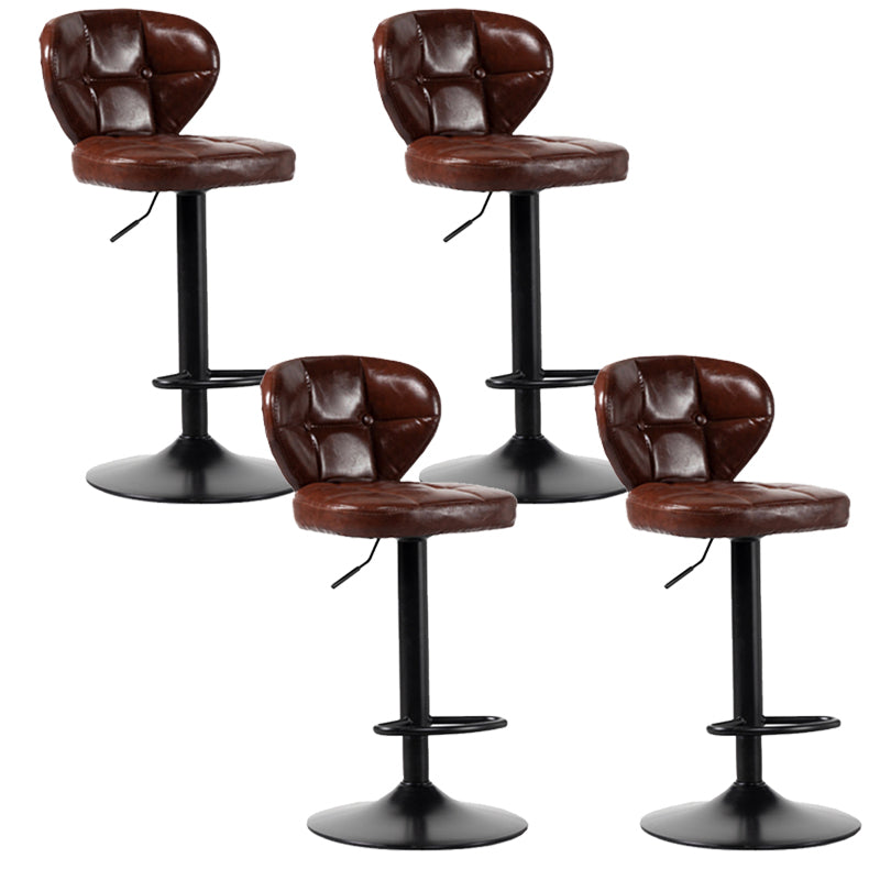 Scandinavian Metal Stool Adjustable Low Back Faux Leather Upholstered Counter Stool