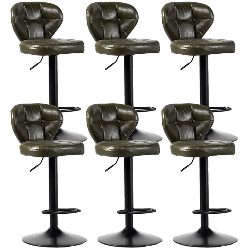 Scandinavian Metal Stool Adjustable Low Back Faux Leather Upholstered Counter Stool