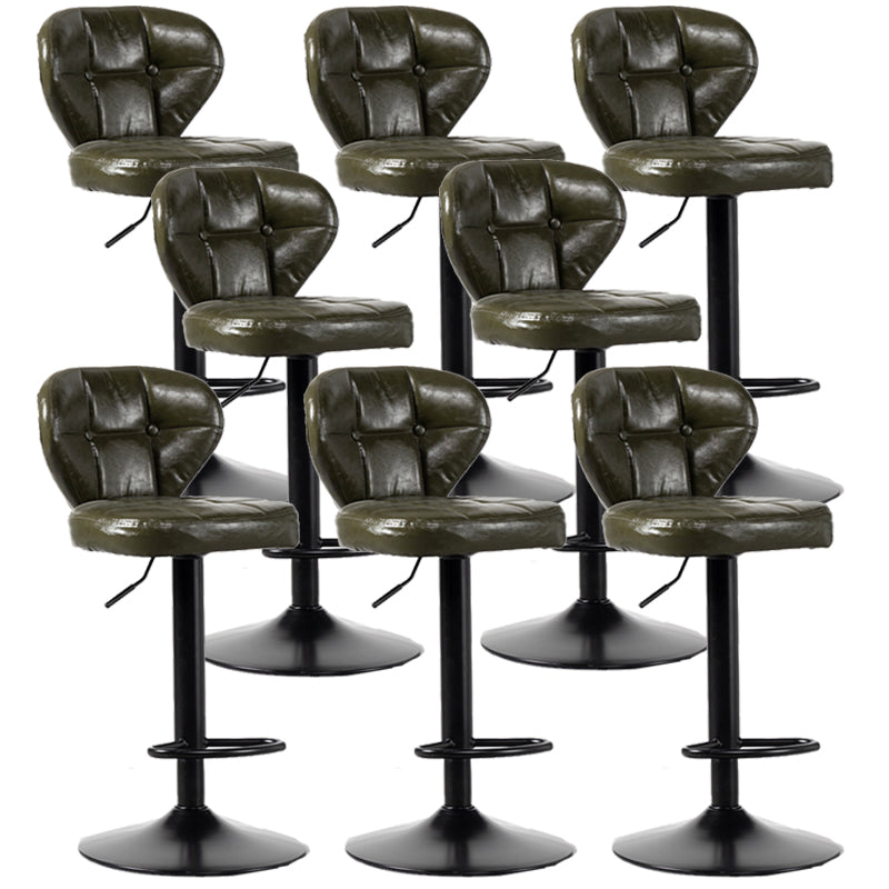 Scandinavian Metal Stool Adjustable Low Back Faux Leather Upholstered Counter Stool