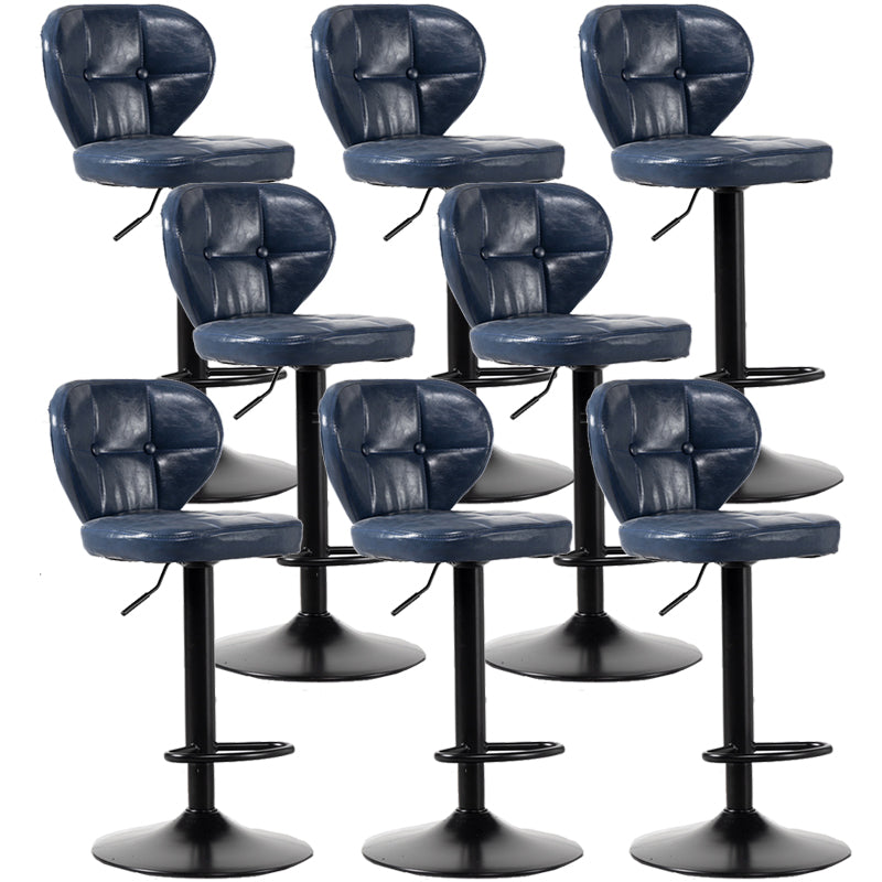 Scandinavian Metal Stool Adjustable Low Back Faux Leather Upholstered Counter Stool