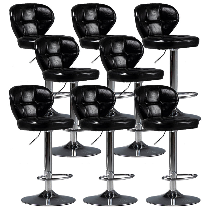 Scandinavian Metal Stool Adjustable Low Back Faux Leather Upholstered Counter Stool