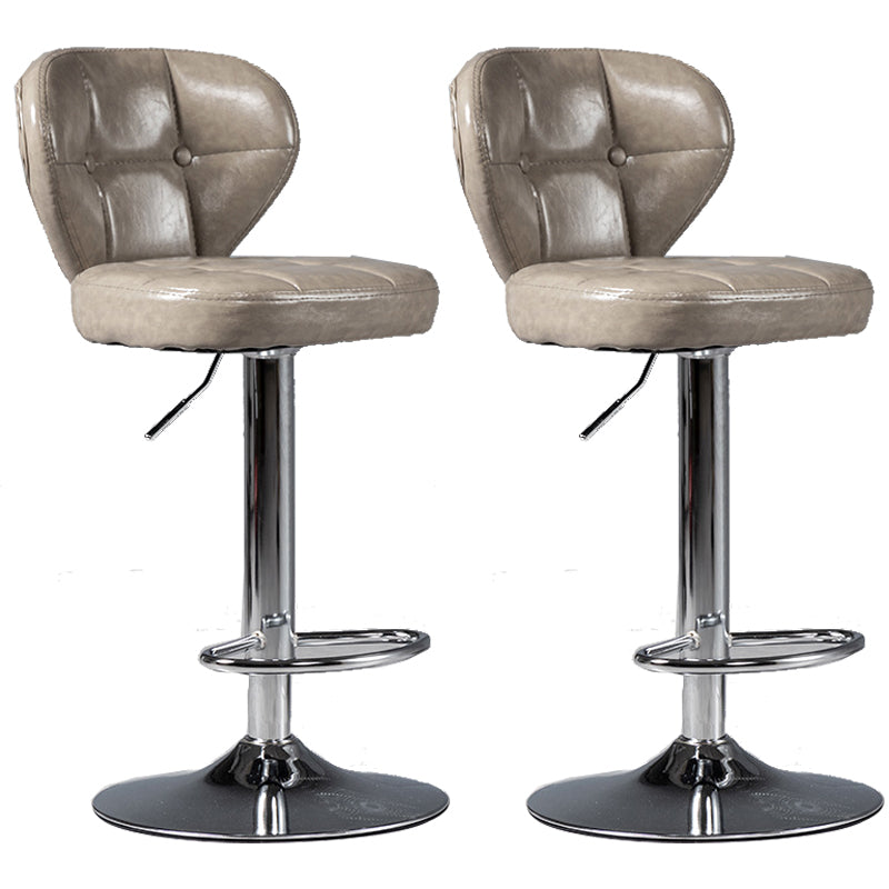Scandinavian Metal Stool Adjustable Low Back Faux Leather Upholstered Counter Stool