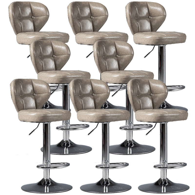 Scandinavian Metal Stool Adjustable Low Back Faux Leather Upholstered Counter Stool