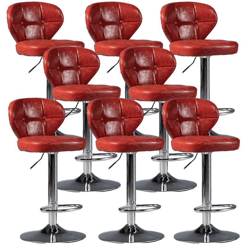 Scandinavian Metal Stool Adjustable Low Back Faux Leather Upholstered Counter Stool