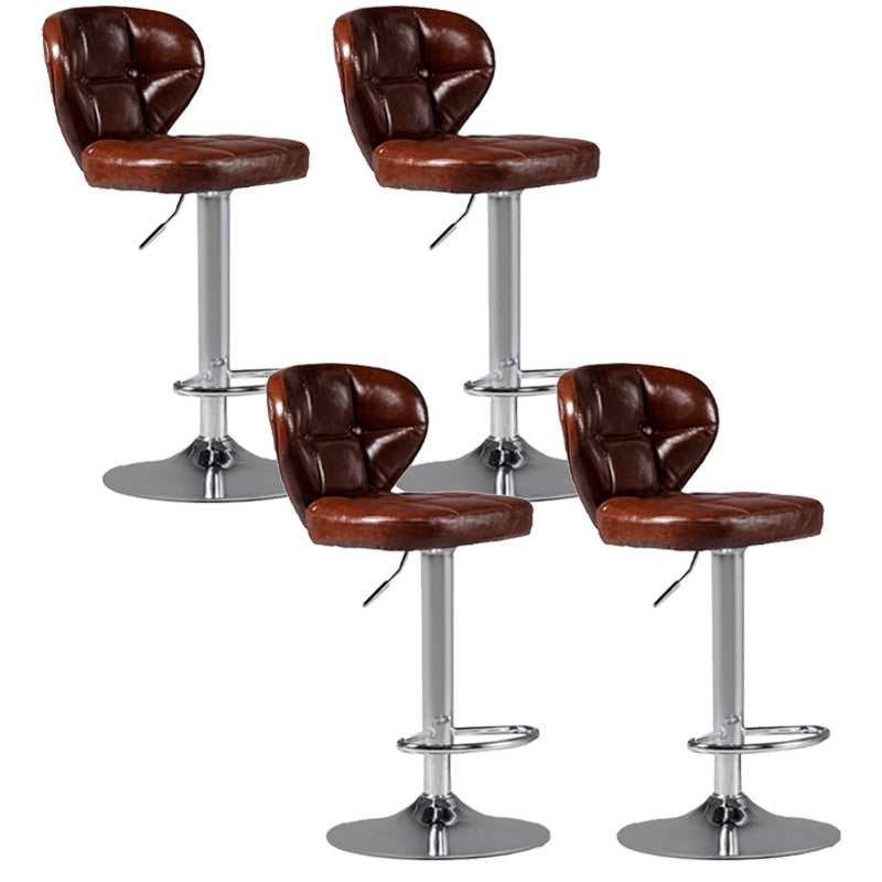Scandinavian Metal Stool Adjustable Low Back Faux Leather Upholstered Counter Stool