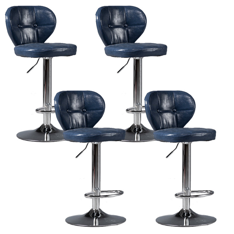 Scandinavian Metal Stool Adjustable Low Back Faux Leather Upholstered Counter Stool