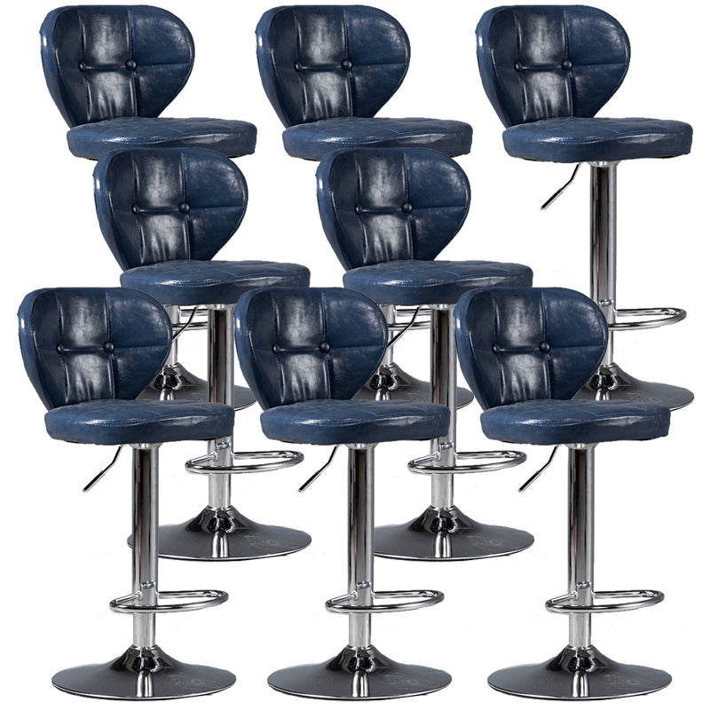 Scandinavian Metal Stool Adjustable Low Back Faux Leather Upholstered Counter Stool