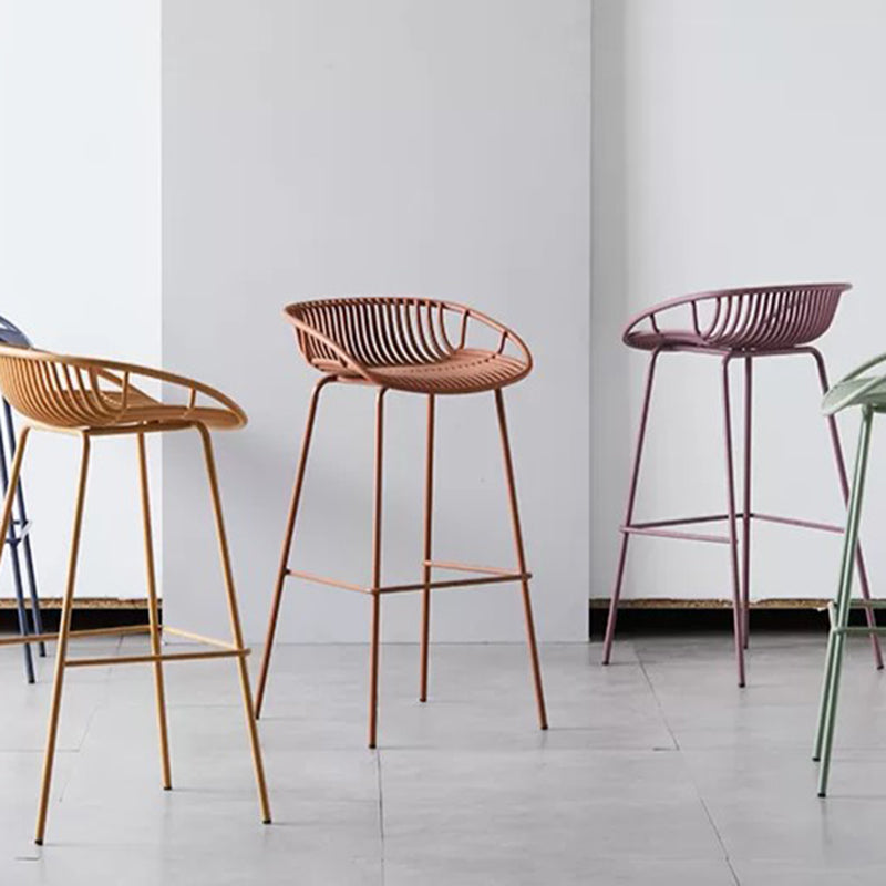 Industrial Metal Stool Metal Low Back Counter Stool in Matte Finish for Indoor