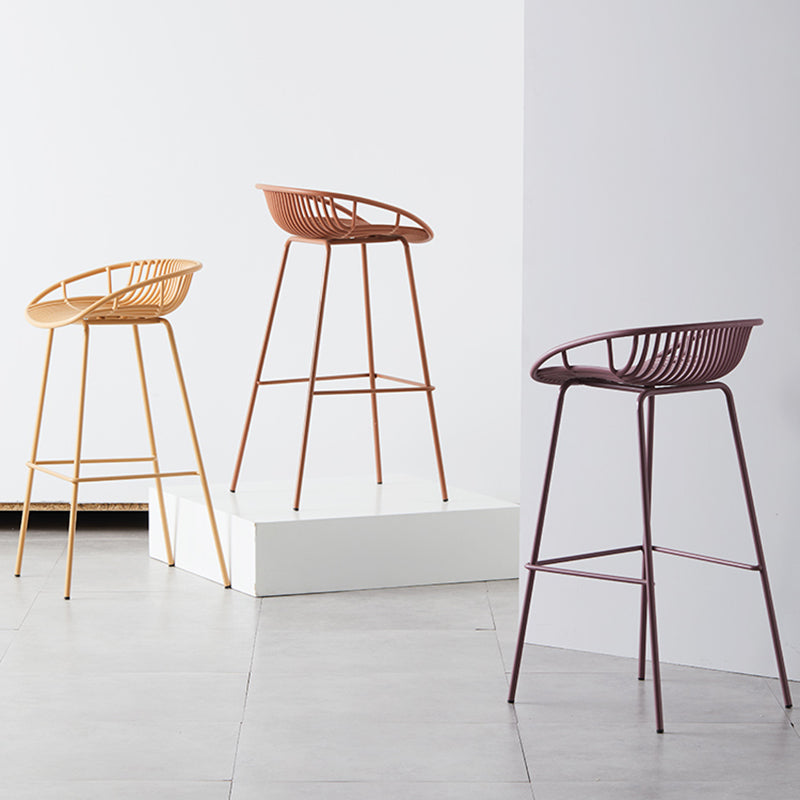 Industrial Metal Stool Metal Low Back Counter Stool in Matte Finish for Indoor