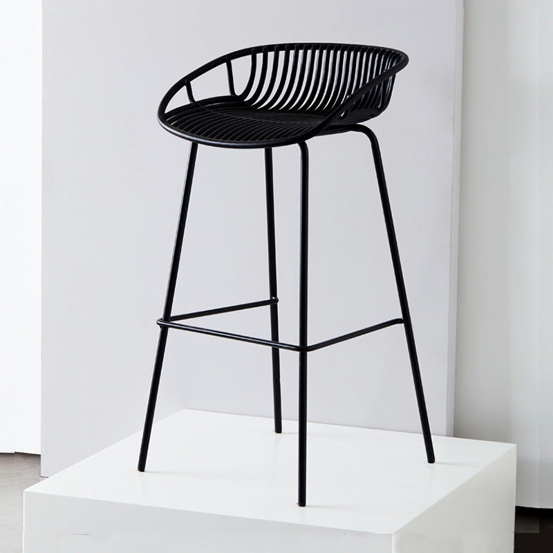 Industrial Metal Stool Metal Low Back Counter Stool in Matte Finish for Indoor