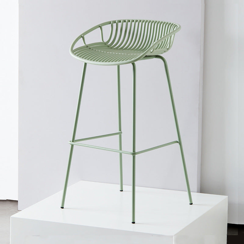 Industrial Metal Stool Metal Low Back Counter Stool in Matte Finish for Indoor
