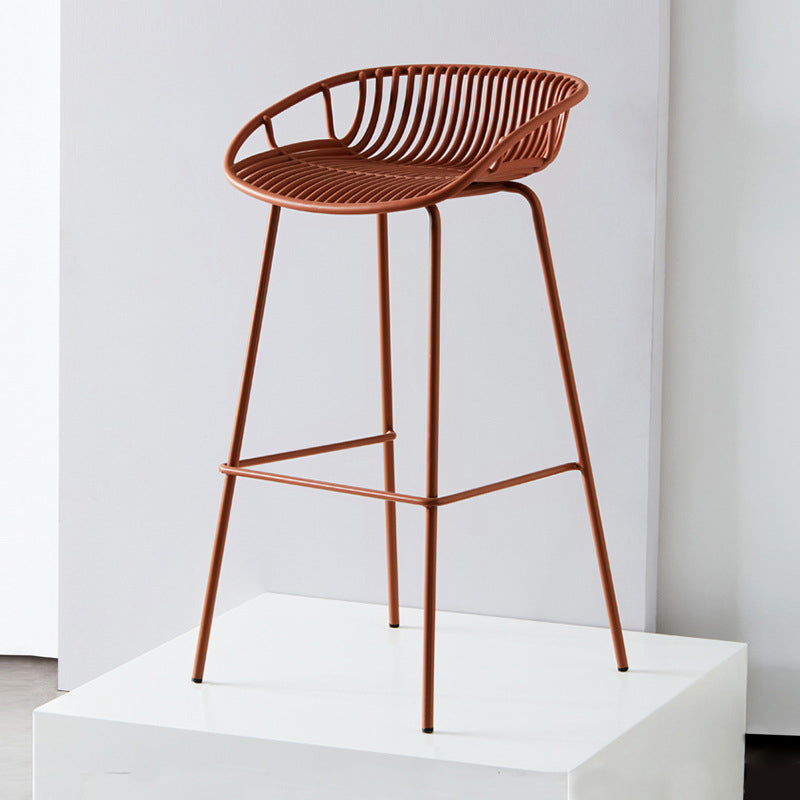 Industrial Metal Stool Metal Low Back Counter Stool in Matte Finish for Indoor