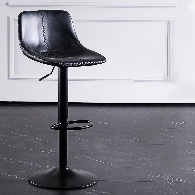 Contemporary Metal Barstool Low Back Faux Leather Barstools in Matte Finish Home