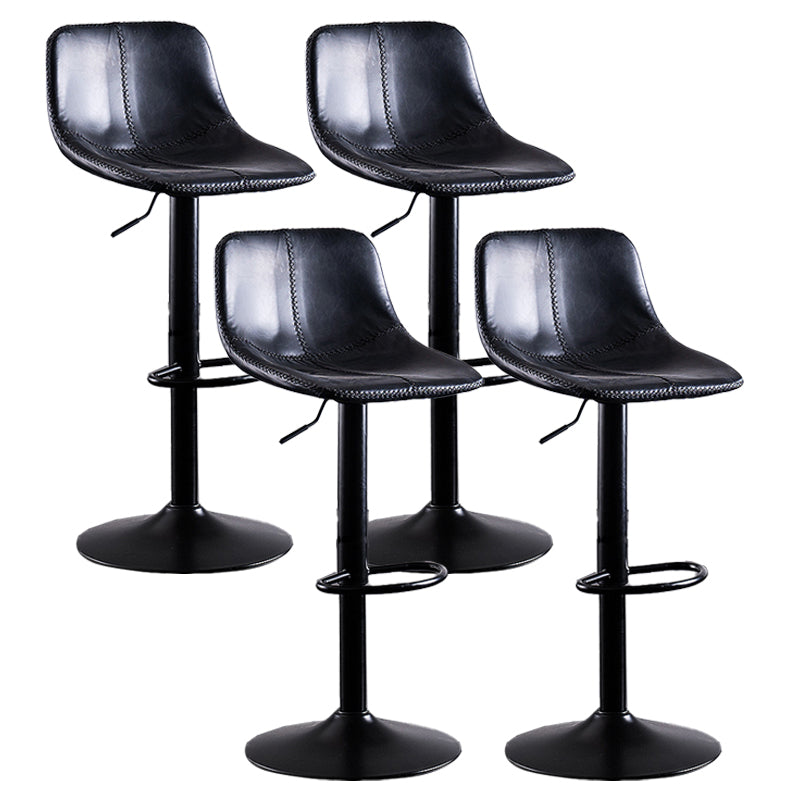 Contemporary Metal Barstool Low Back Faux Leather Barstools in Matte Finish Home