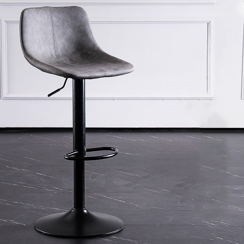 Contemporary Metal Barstool Low Back Faux Leather Barstools in Matte Finish Home