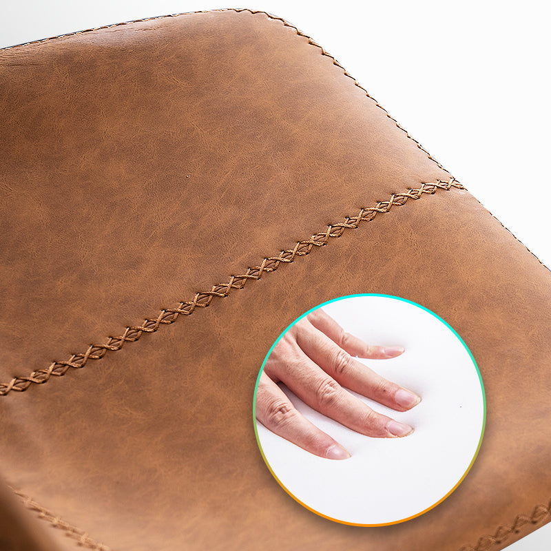 Contemporary Metal Barstool Low Back Faux Leather Barstools in Matte Finish Home