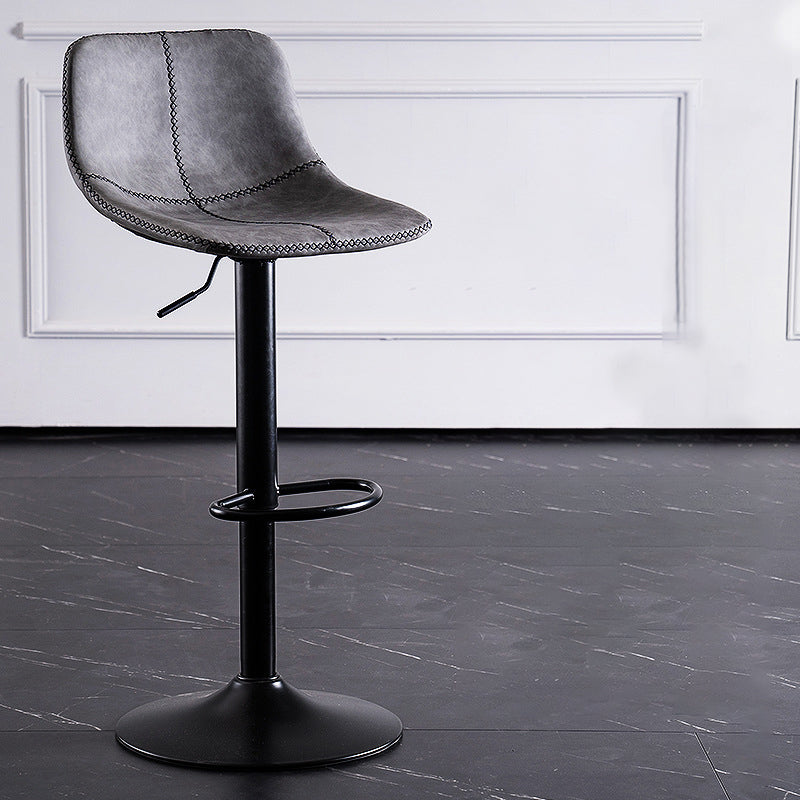 Contemporary Metal Barstool Low Back Faux Leather Barstools in Matte Finish Home