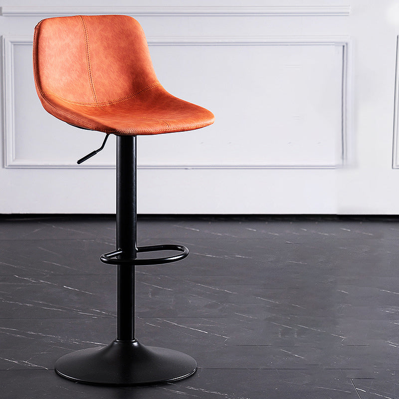 Contemporary Metal Barstool Low Back Faux Leather Barstools in Matte Finish Home