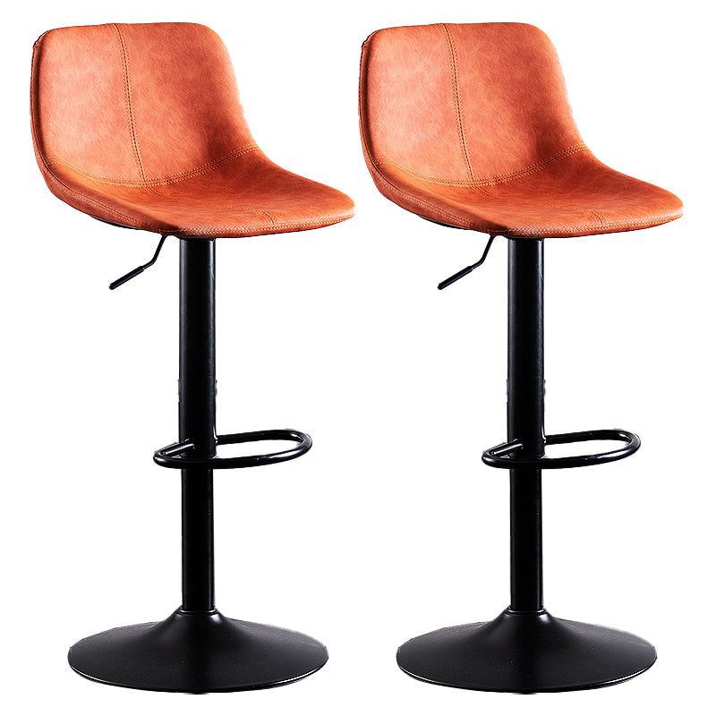 Contemporary Metal Barstool Low Back Faux Leather Barstools in Matte Finish Home