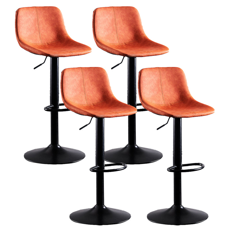 Contemporary Metal Barstool Low Back Faux Leather Barstools in Matte Finish Home