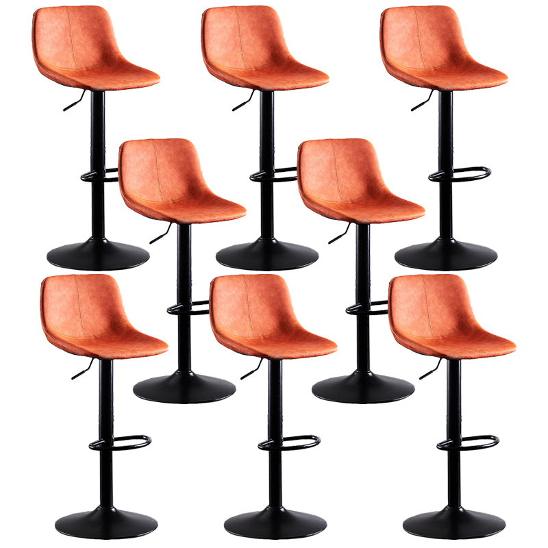 Contemporary Metal Barstool Low Back Faux Leather Barstools in Matte Finish Home