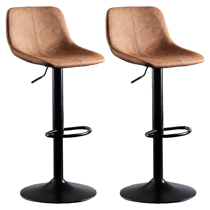Contemporary Metal Barstool Low Back Faux Leather Barstools in Matte Finish Home
