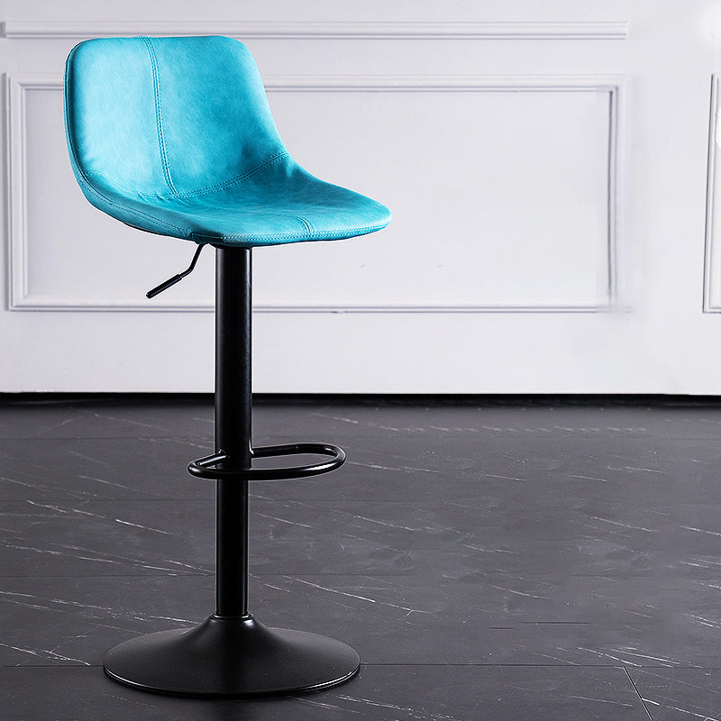 Contemporary Metal Barstool Low Back Faux Leather Barstools in Matte Finish Home