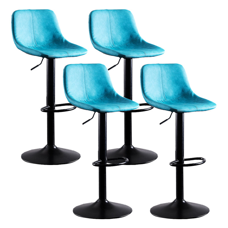 Contemporary Metal Barstool Low Back Faux Leather Barstools in Matte Finish Home