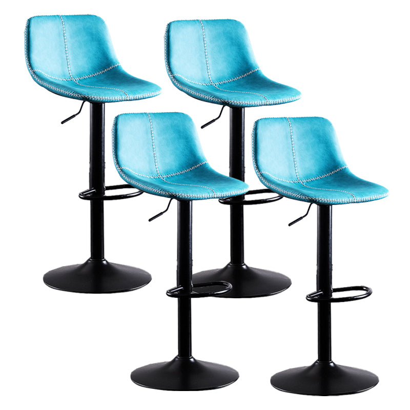 Contemporary Metal Barstool Low Back Faux Leather Barstools in Matte Finish Home