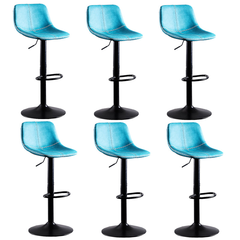 Contemporary Metal Barstool Low Back Faux Leather Barstools in Matte Finish Home