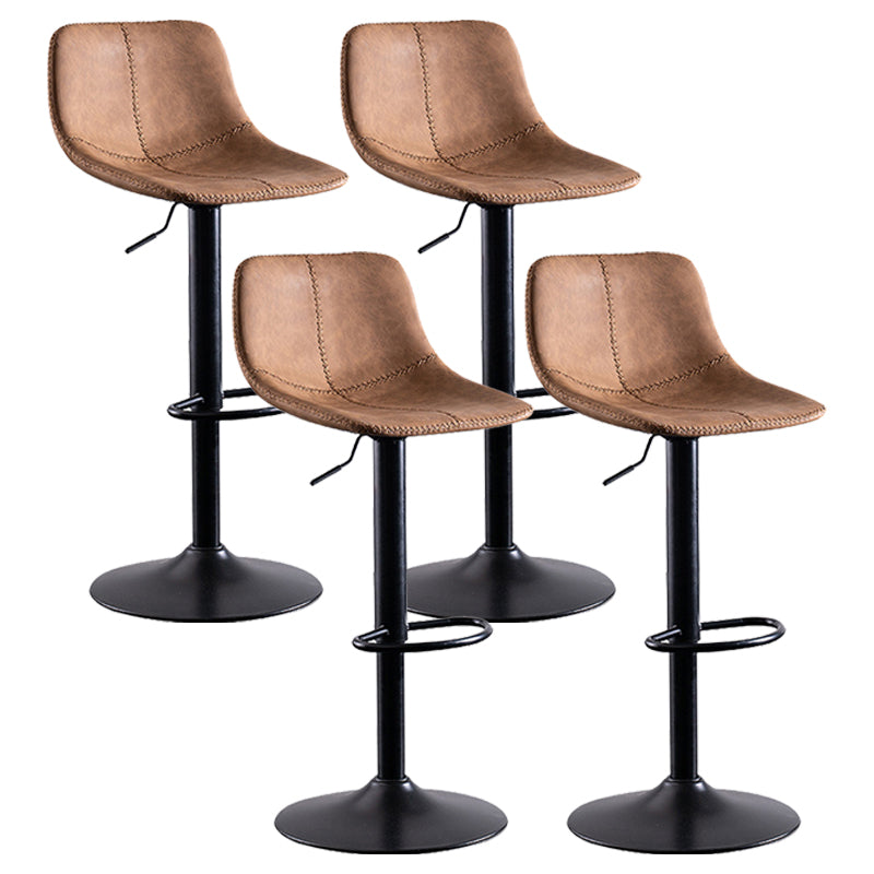 Contemporary Metal Barstool Low Back Faux Leather Barstools in Matte Finish Home