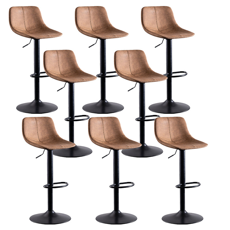 Contemporary Metal Barstool Low Back Faux Leather Barstools in Matte Finish Home