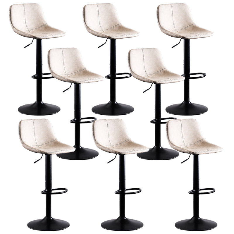 Contemporary Metal Barstool Low Back Faux Leather Barstools in Matte Finish Home