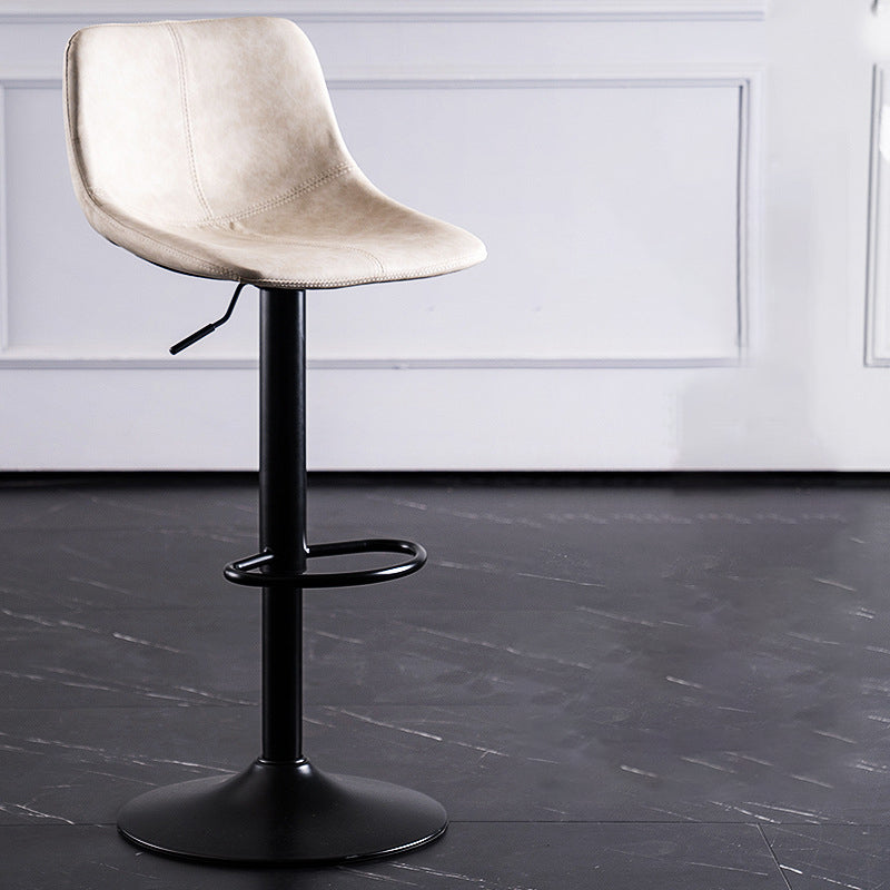 Contemporary Metal Barstool Low Back Faux Leather Barstools in Matte Finish Home